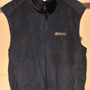 Columbia Black Fleece Vest with Teal Trim